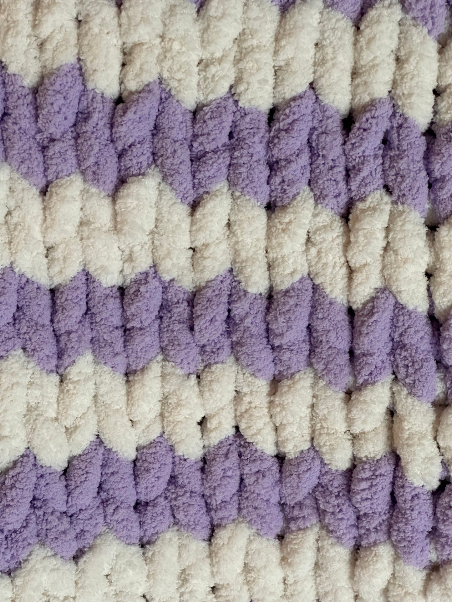 Handmade Lilac Stripe Baby Blanket - Soft Mini Throw 30x40