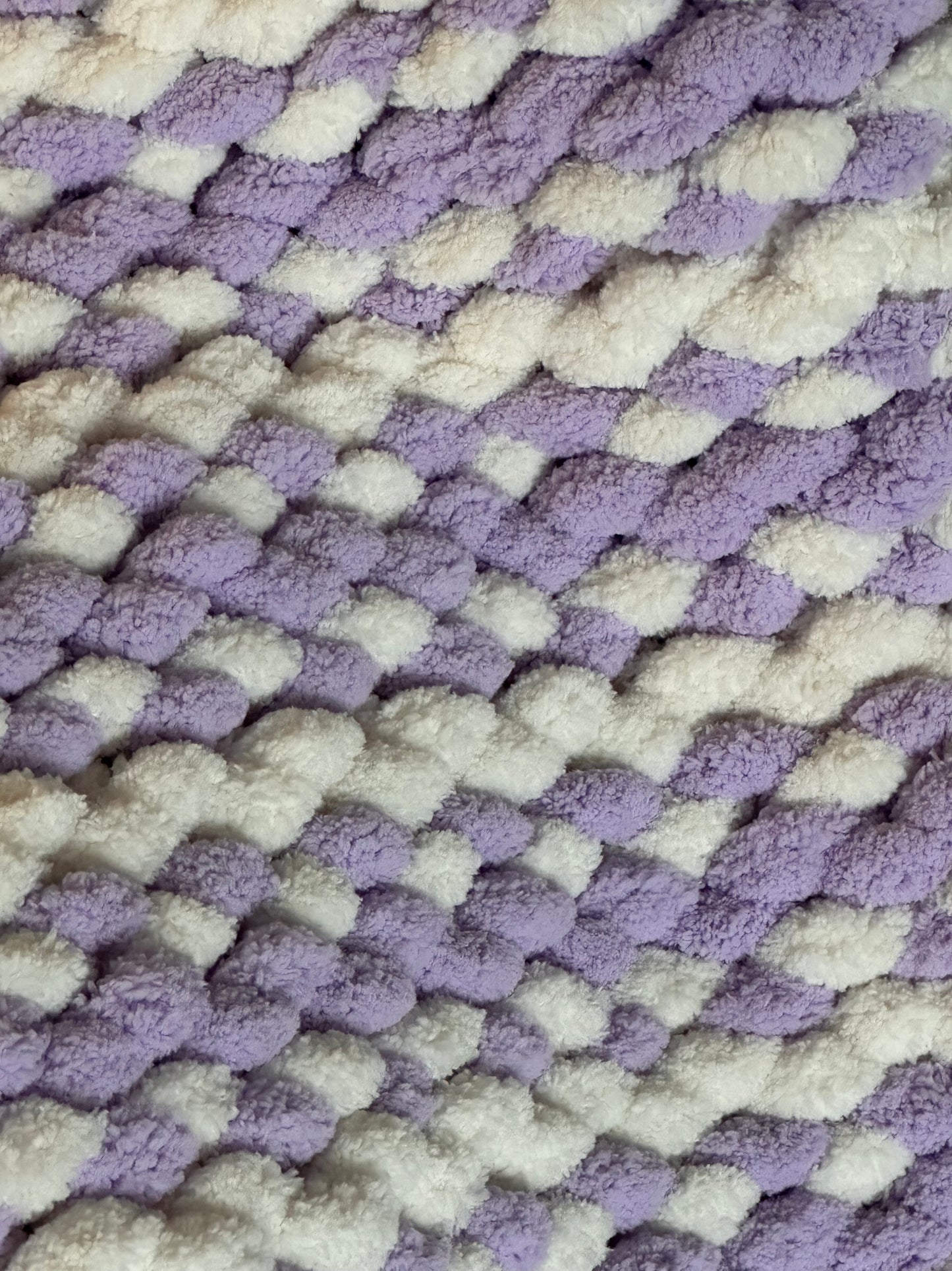 Handmade Lilac Stripe Baby Blanket - Soft Mini Throw 30x40