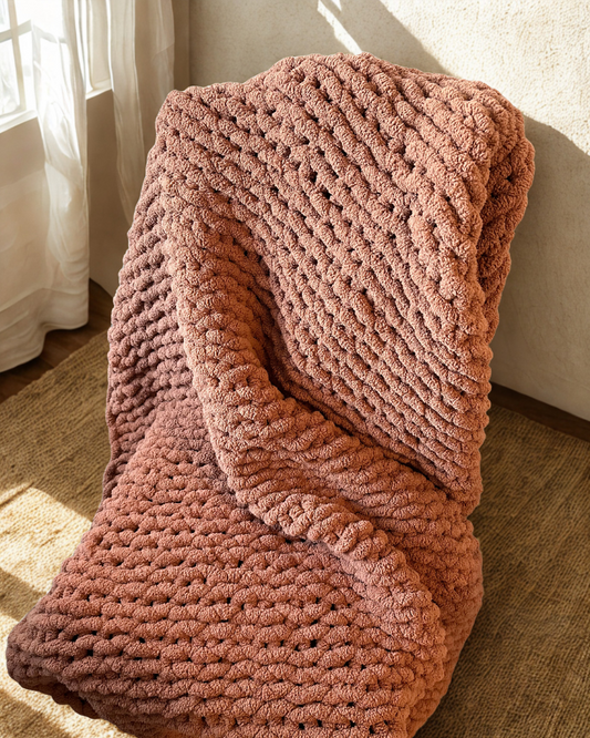 Solid Chunky Knit Throw Blanket